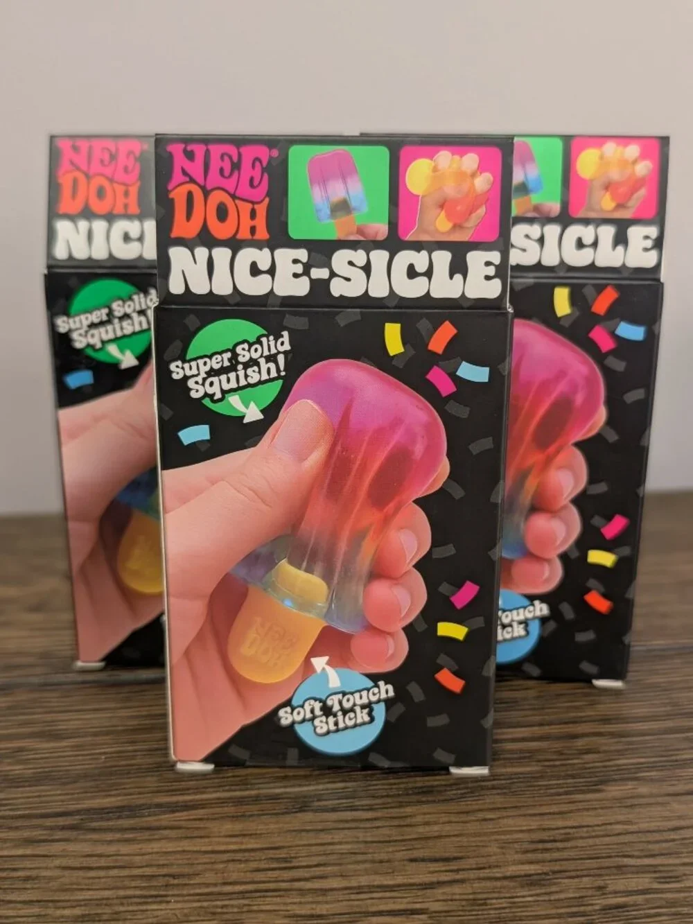 NeeDoh Nice-Sicle Pink Orange Yellow Sensory Fidget Toy NEW